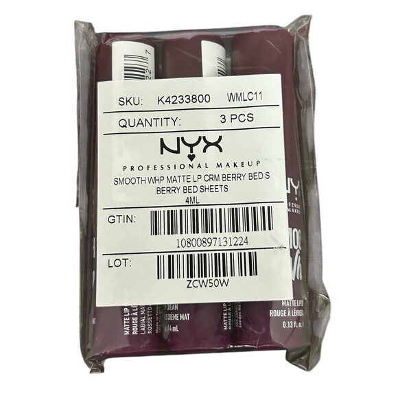 NYX Makeup Smooth Whip Matte Lip Cream NEW 3 pack lot Berry Bed Sheets Color - Picture 5 of 5